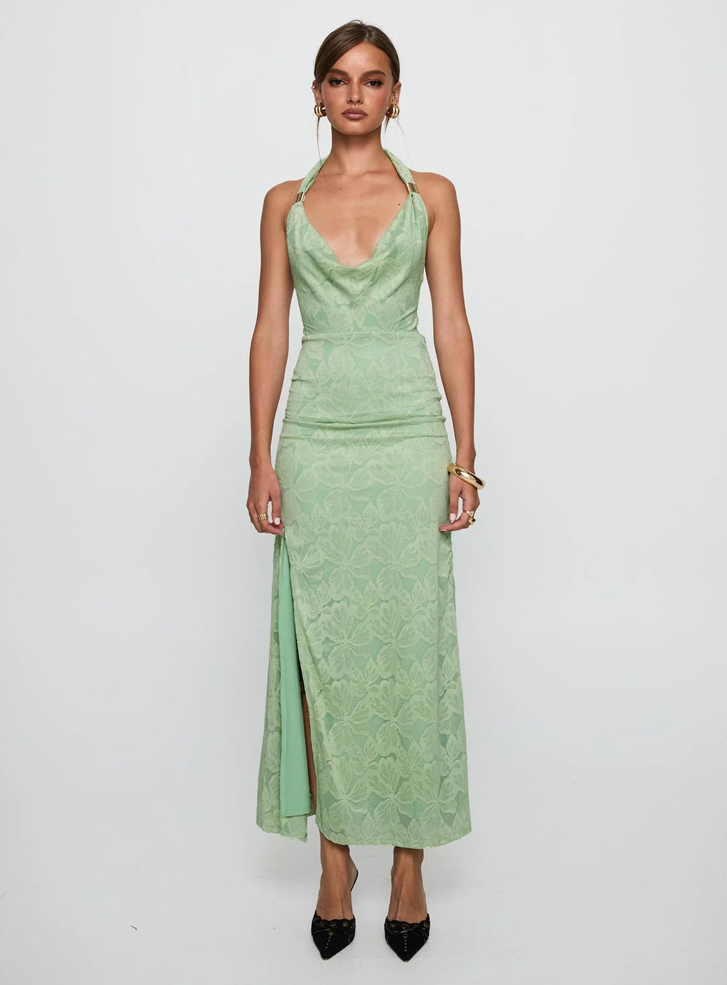 Starfall Halter Maxi Dress Sage