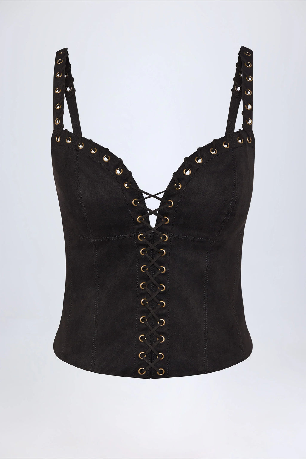 Lace-Up Top in Black