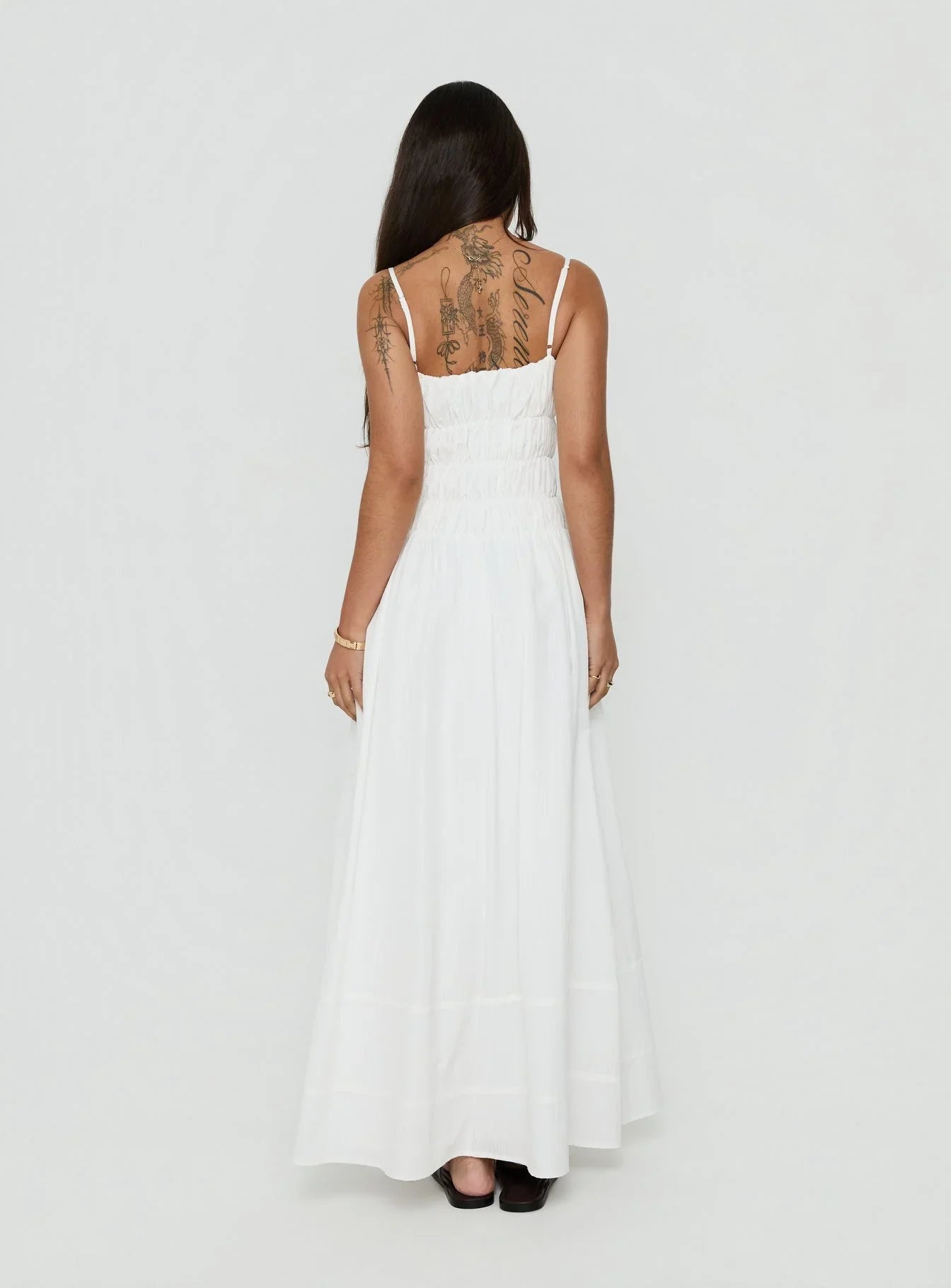 Loralei Shirred Maxi Dress White