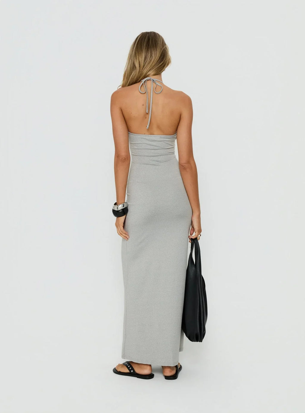 Chelsae Halter Maxi Dress Gray Marle