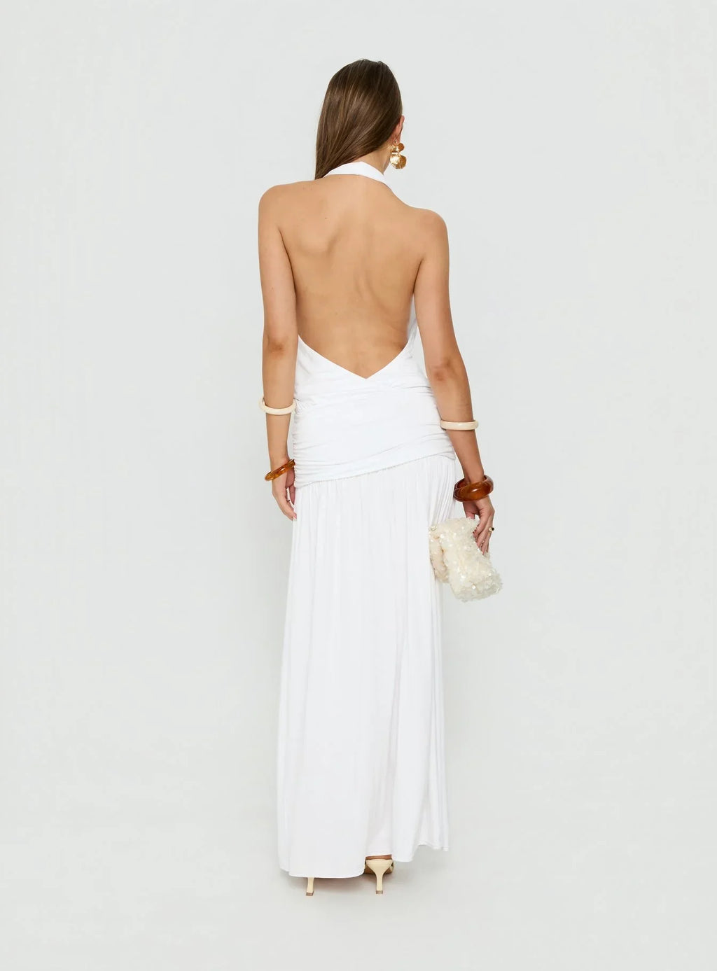 Casanova Halter Wrap Maxi Dress White