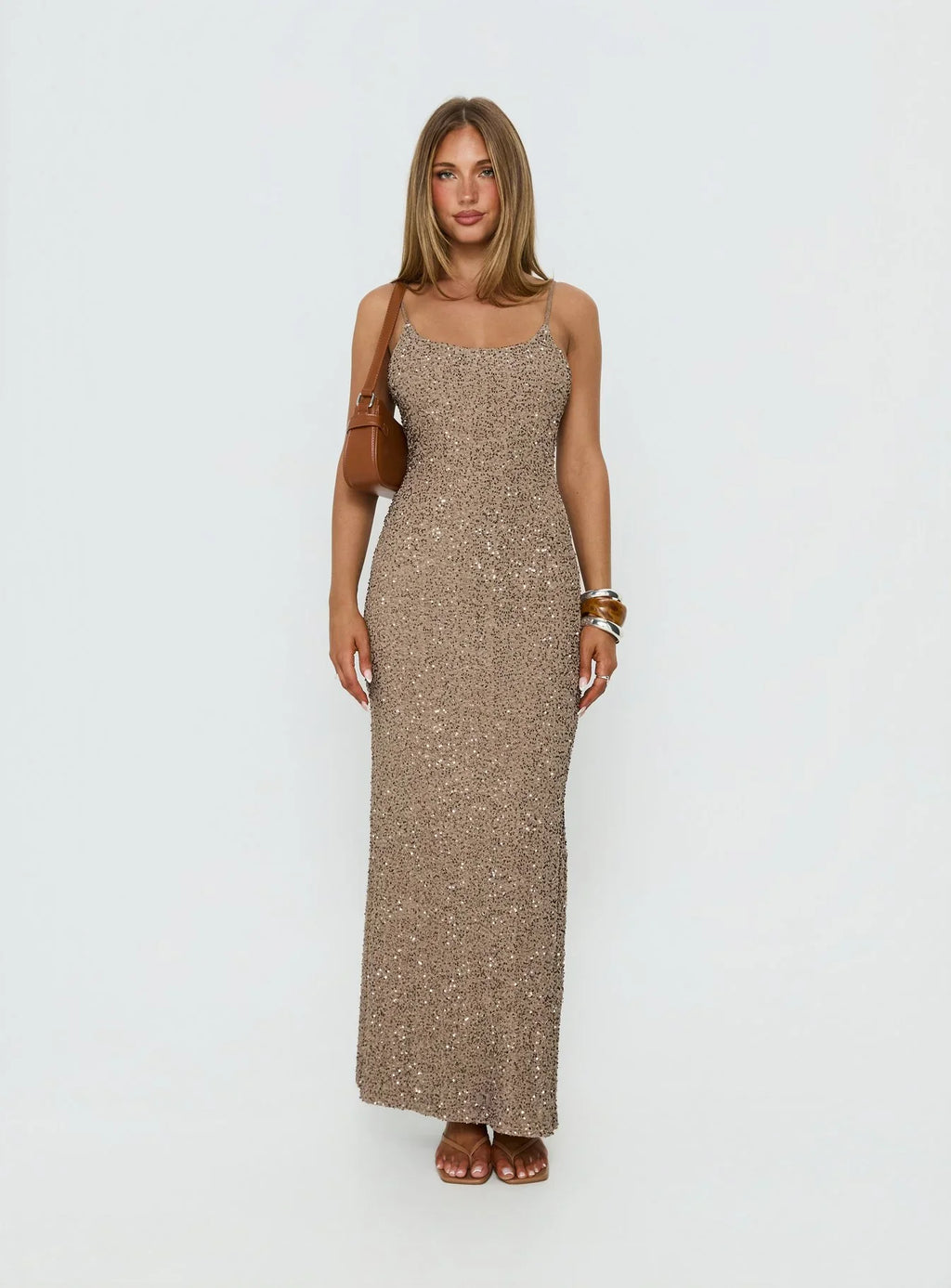 Knox Maxi Dress Brown Sequin