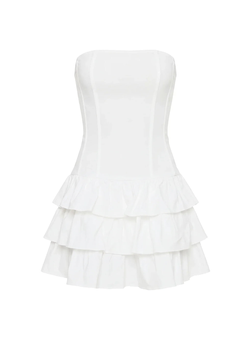 Valentia Tiered Mini Dress White