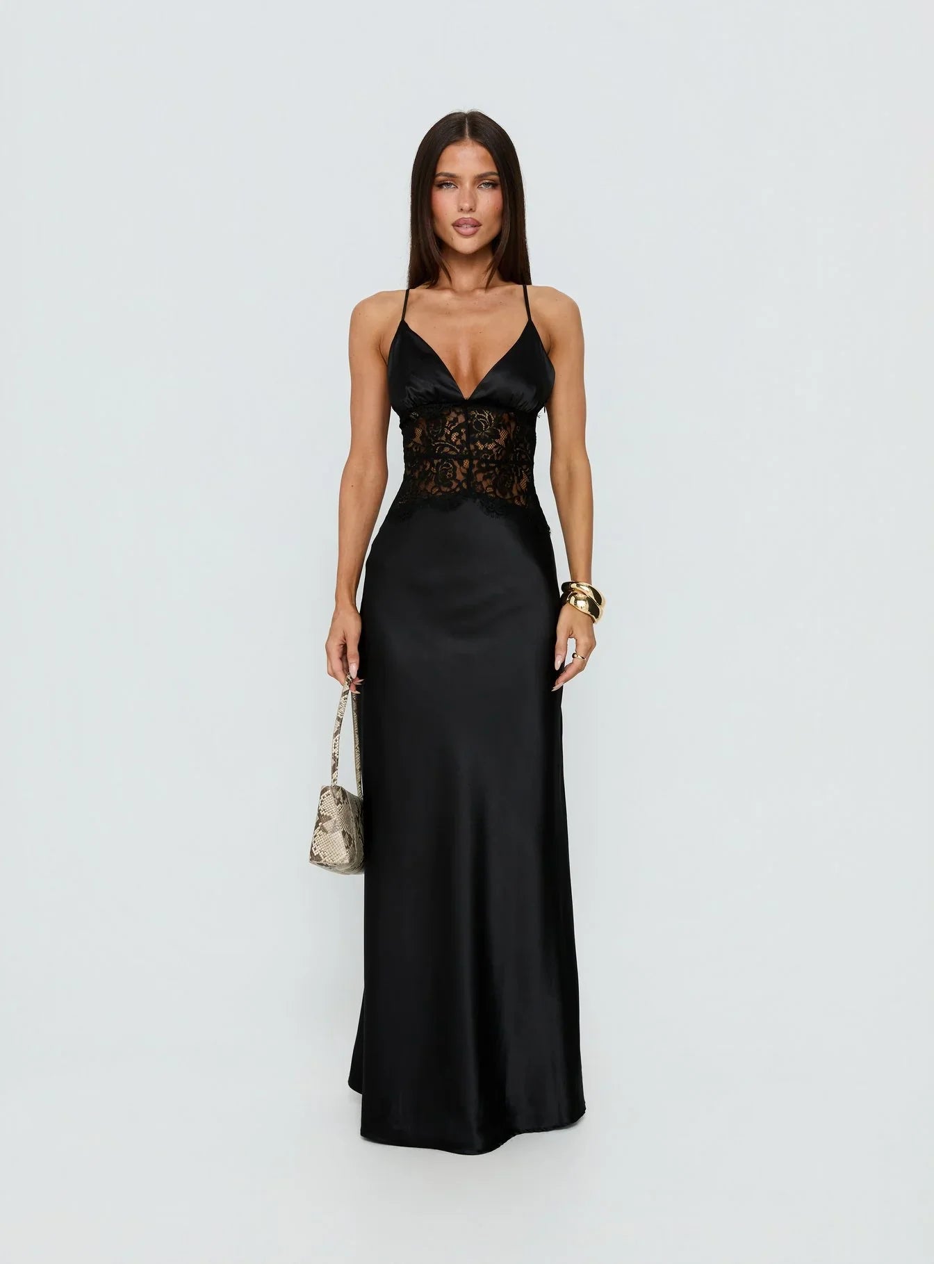 Klairee Lace Maxi Dress Black