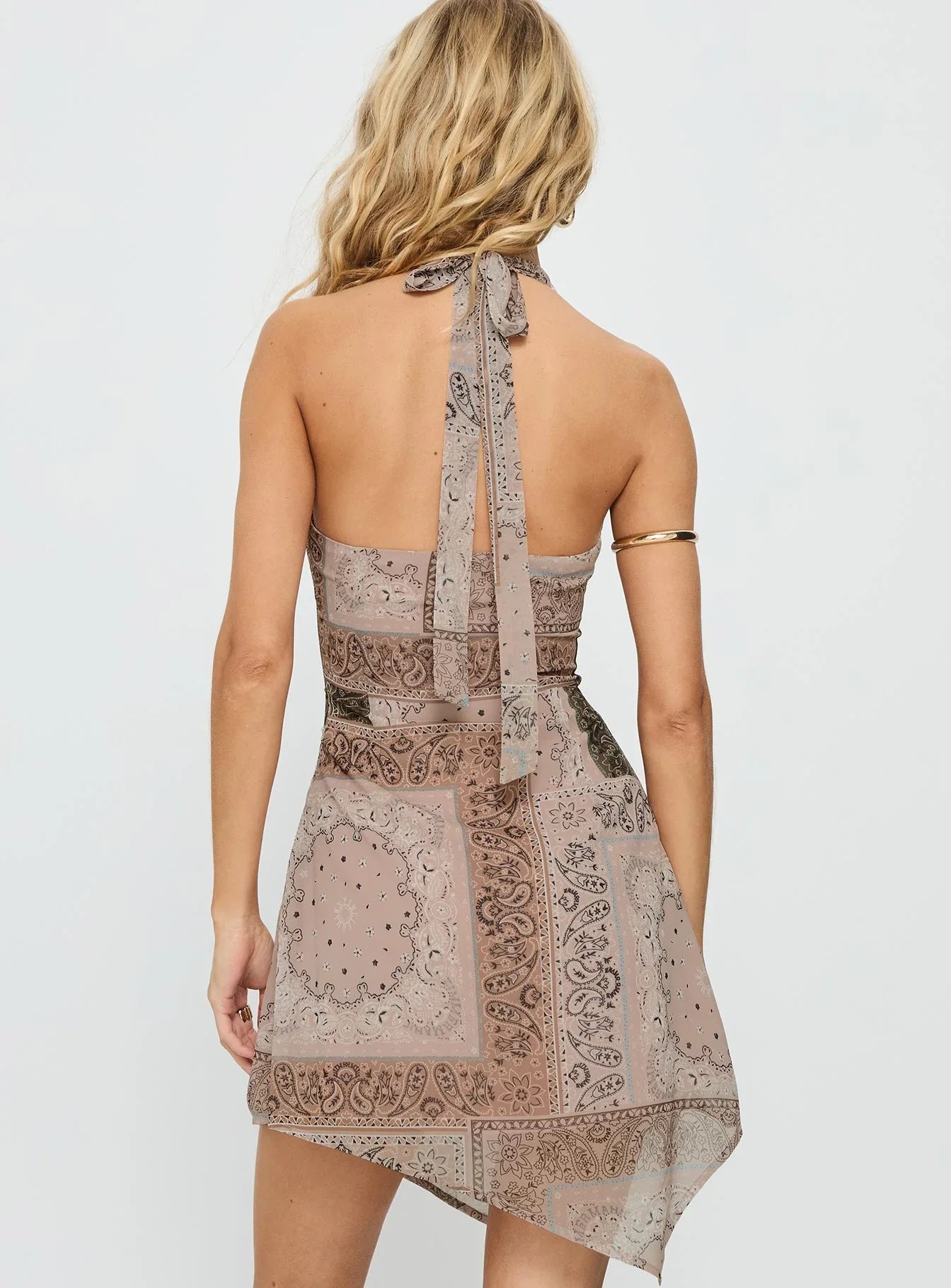 Spartacus Halter Mini Dress Brown / Multi
