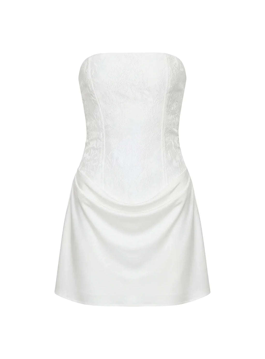 Jenevieve Strapless Drape Mini Dress White
