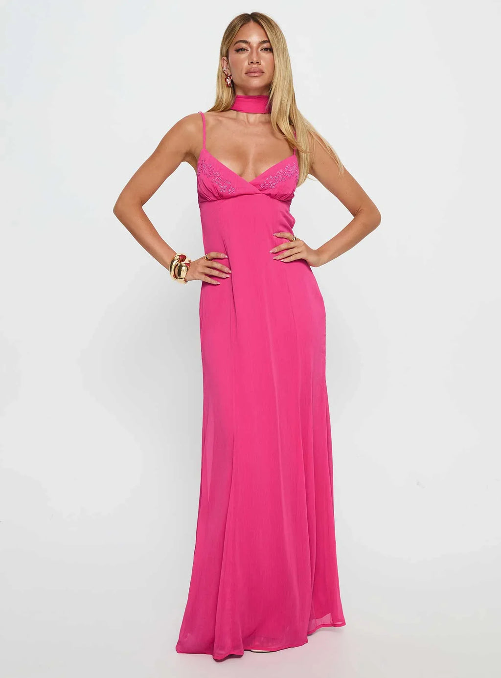 Jadira Scarf Maxi Dress Guava