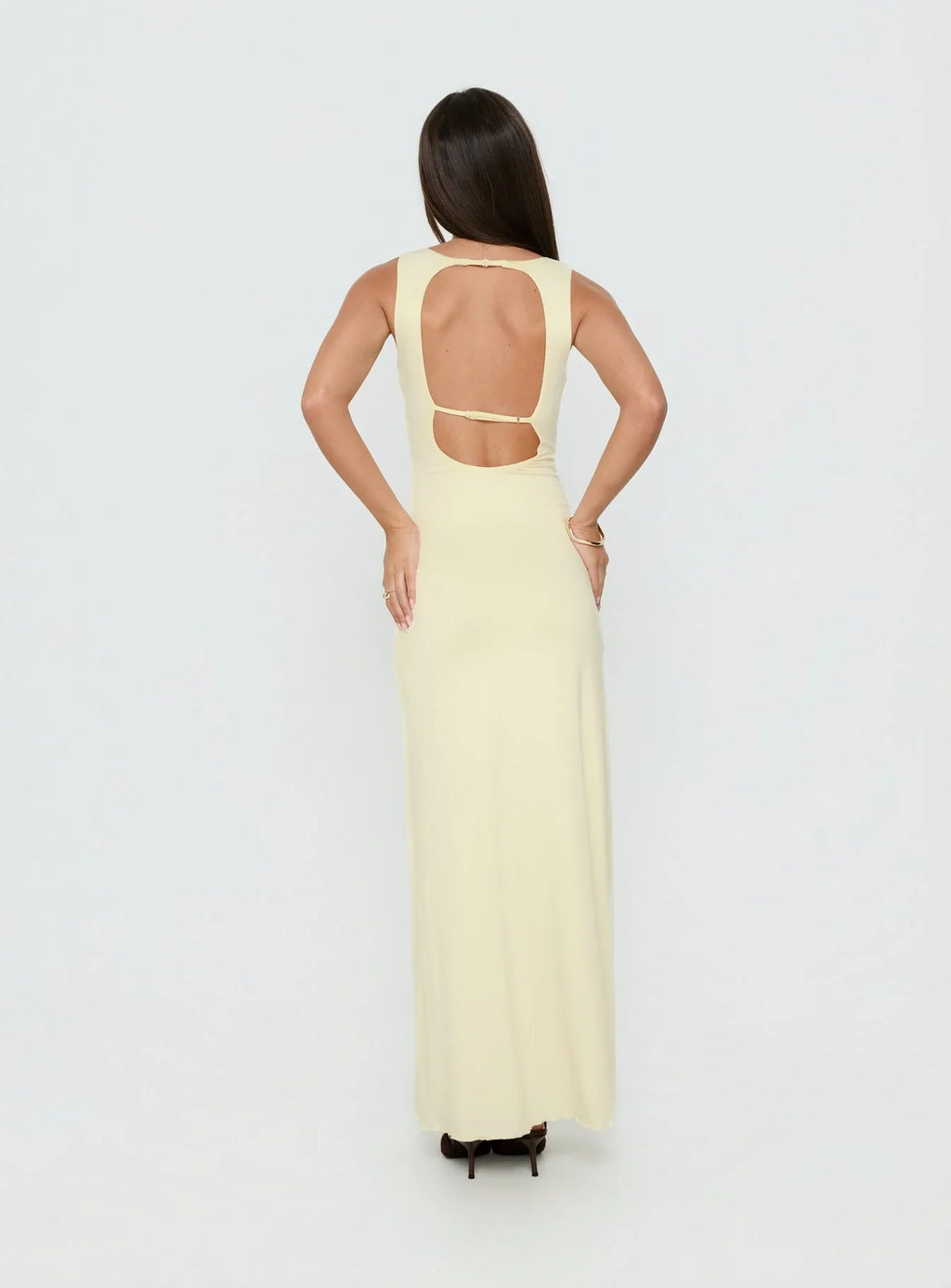 Frederica Plunge Maxi Dress Butter Yellow