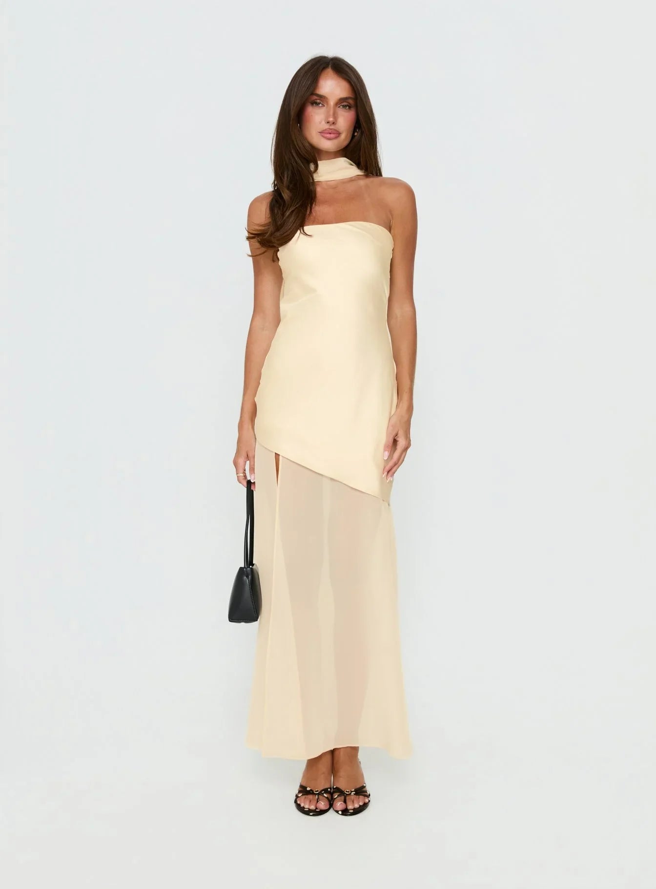 Irisie Strapless Scarf Maxi Dress Yellow