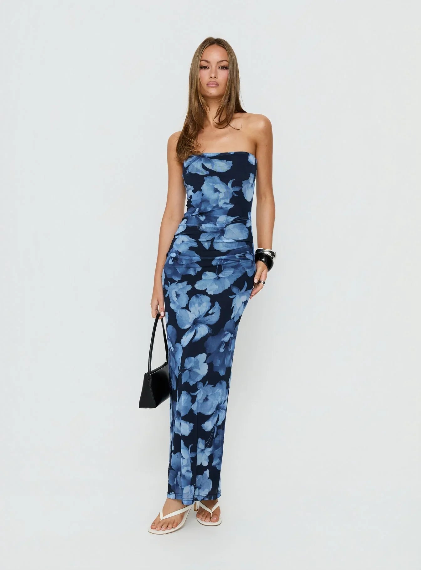 Lanora Strapless Maxi Dress Blue Floral