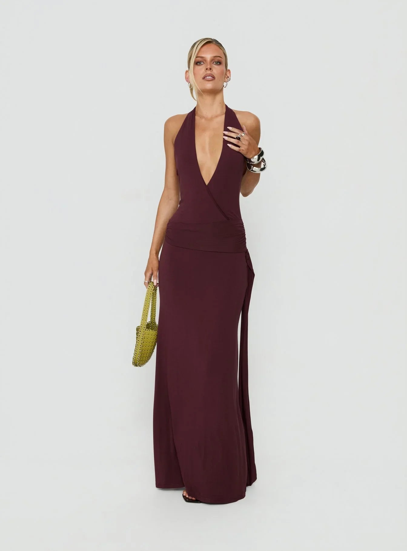 So Major Draped A-Line Maxi Dress Plum