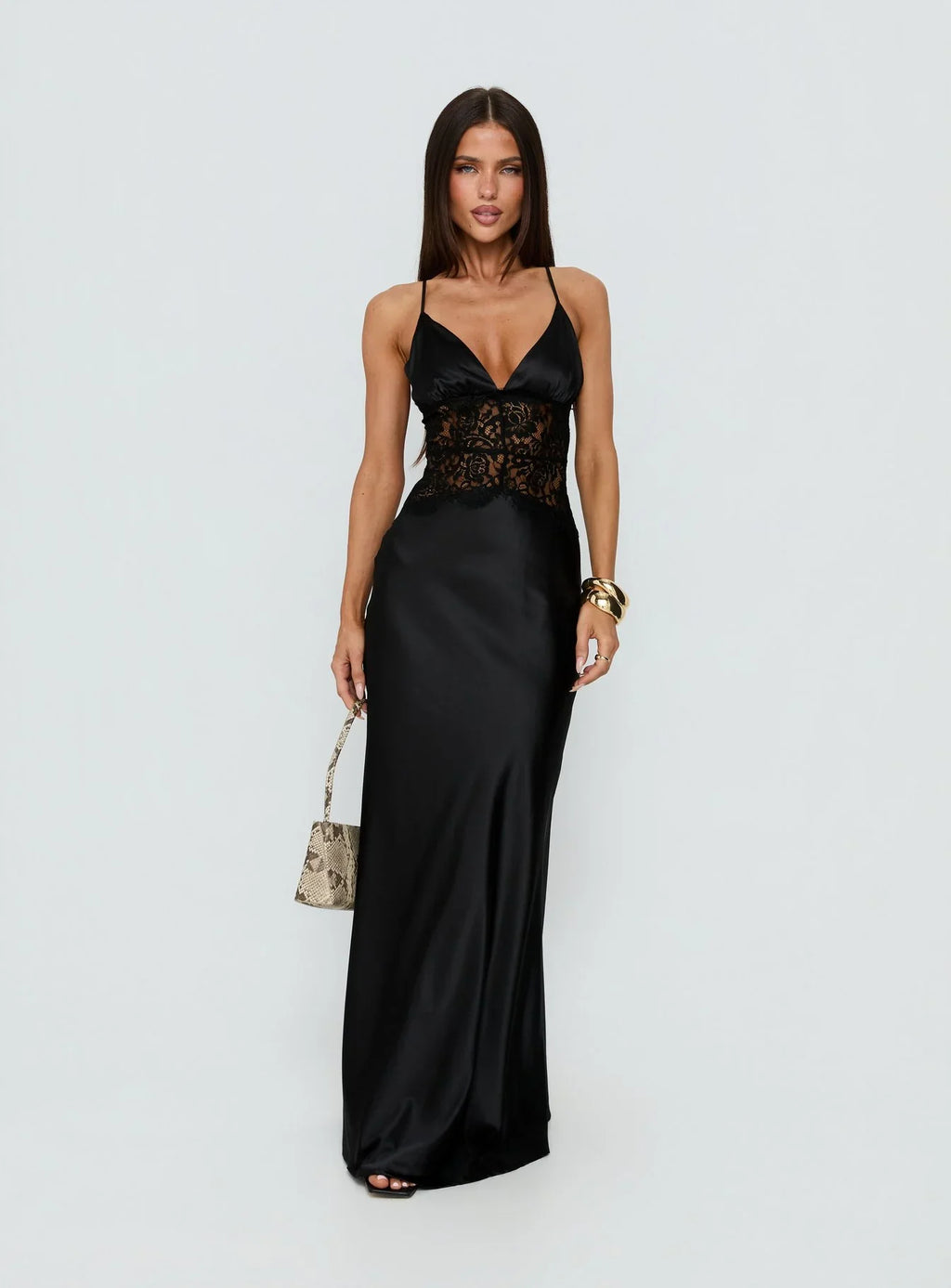 Klairee Lace Maxi Dress Black