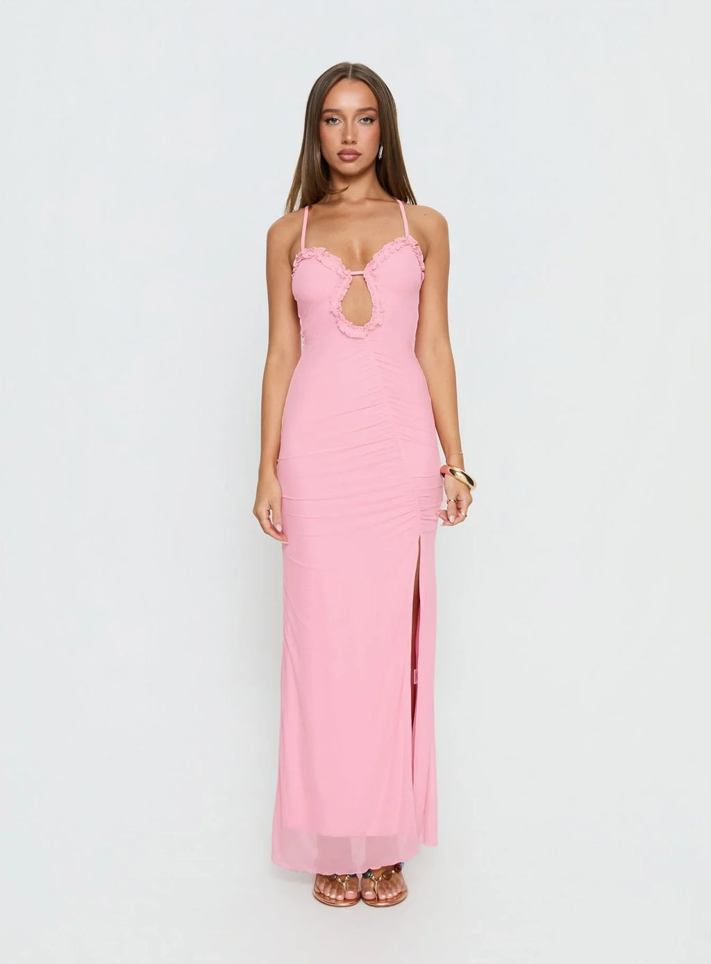 Soulina Ruched Maxi Dress Pink