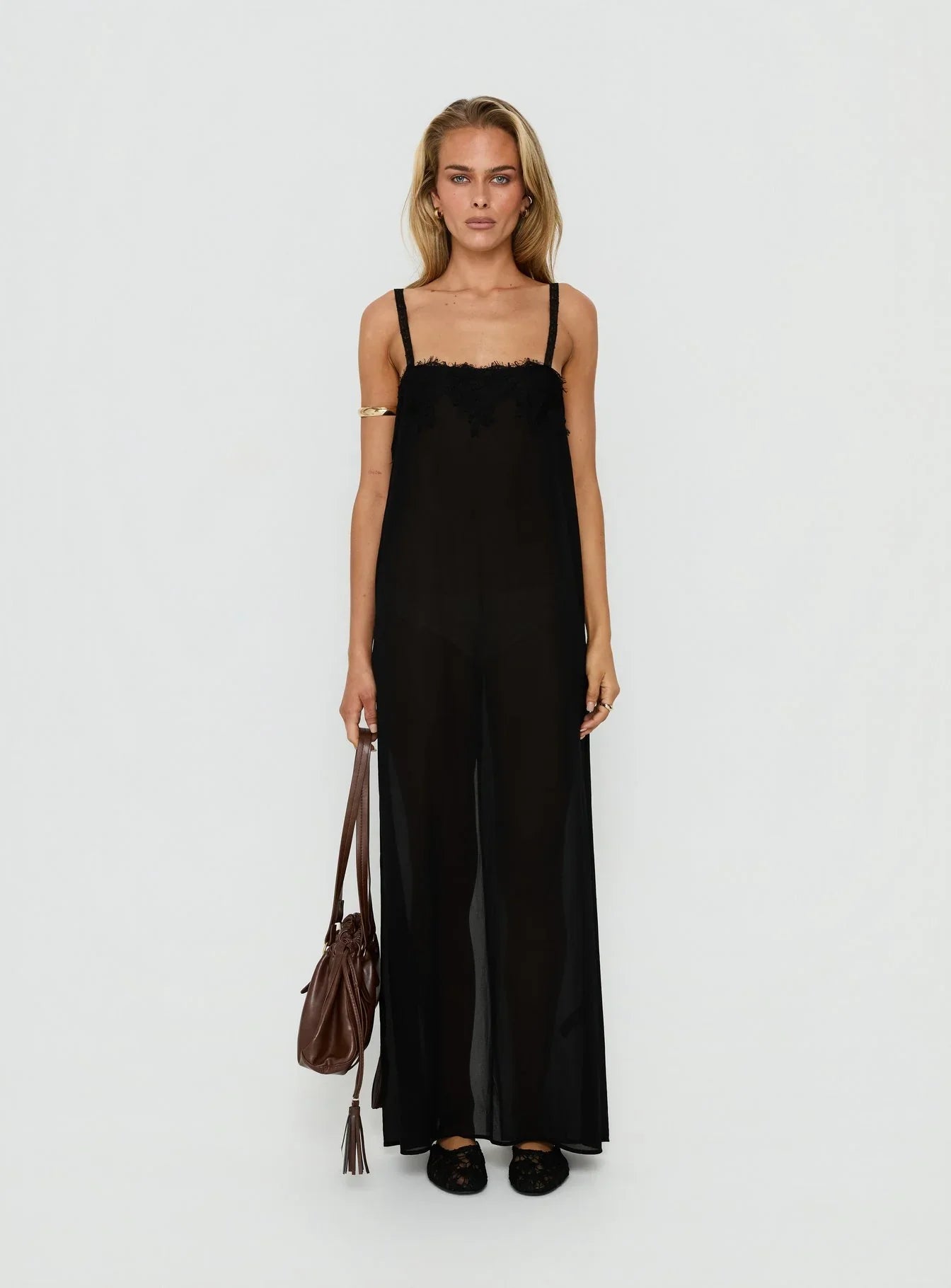 Glacial Sheer Maxi Dress Noir