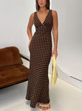 Nellie Maxi Dress Brown Polka Dot