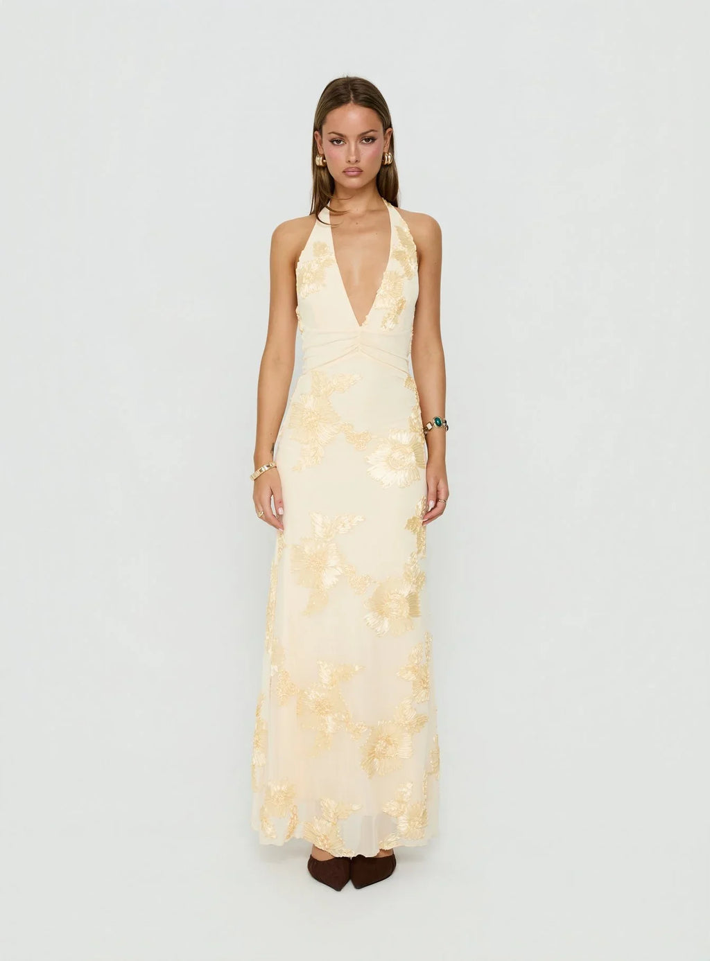 Rousseau Halter Maxi Dress Yellow