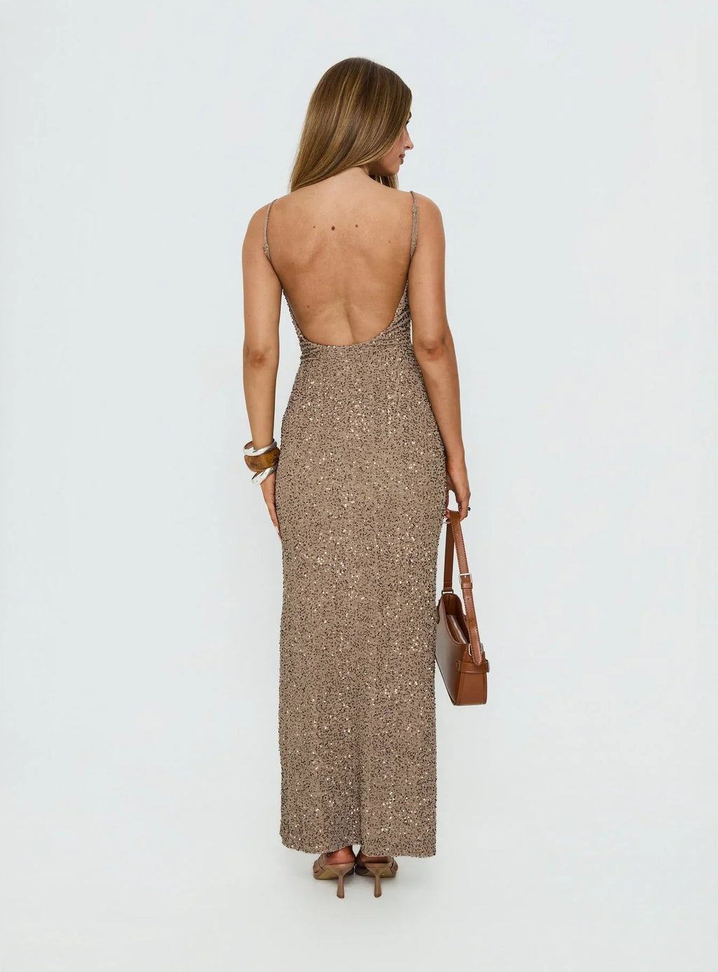 Knox Maxi Dress Brown Sequin