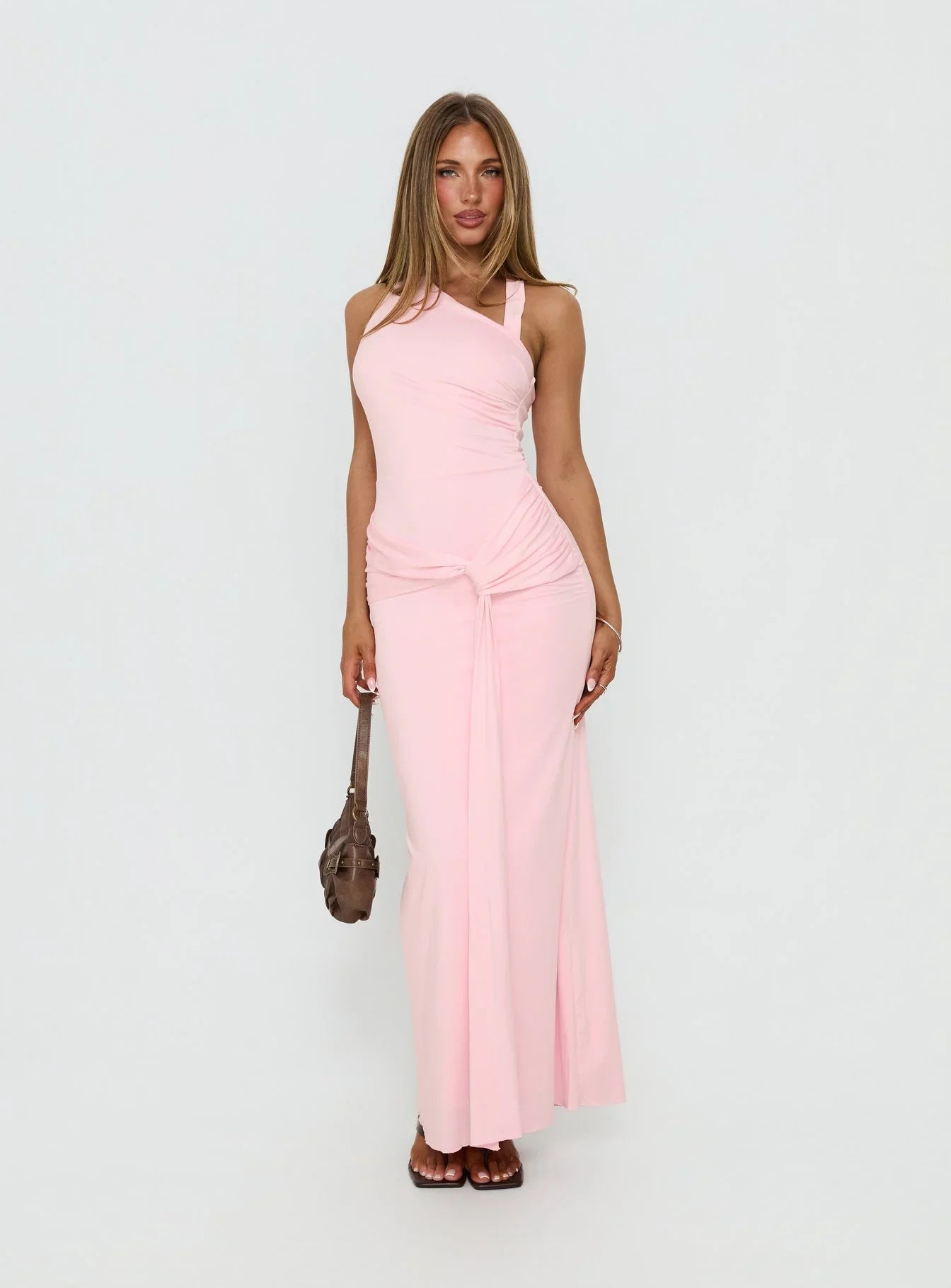 Ivetta Ruched Maxi Dress Pink