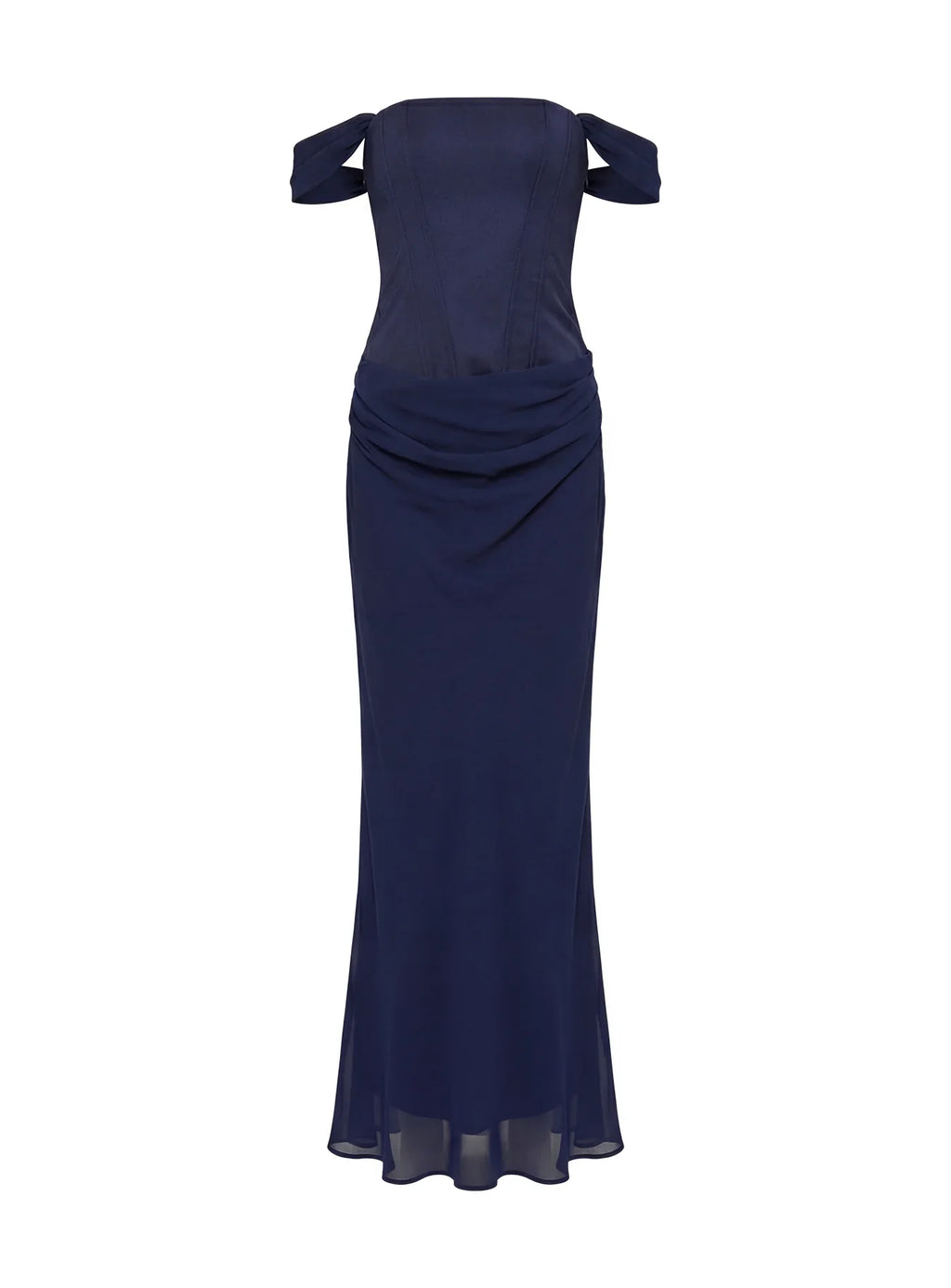 Joslyne Off Shoulder Corset Maxi Dress Navy