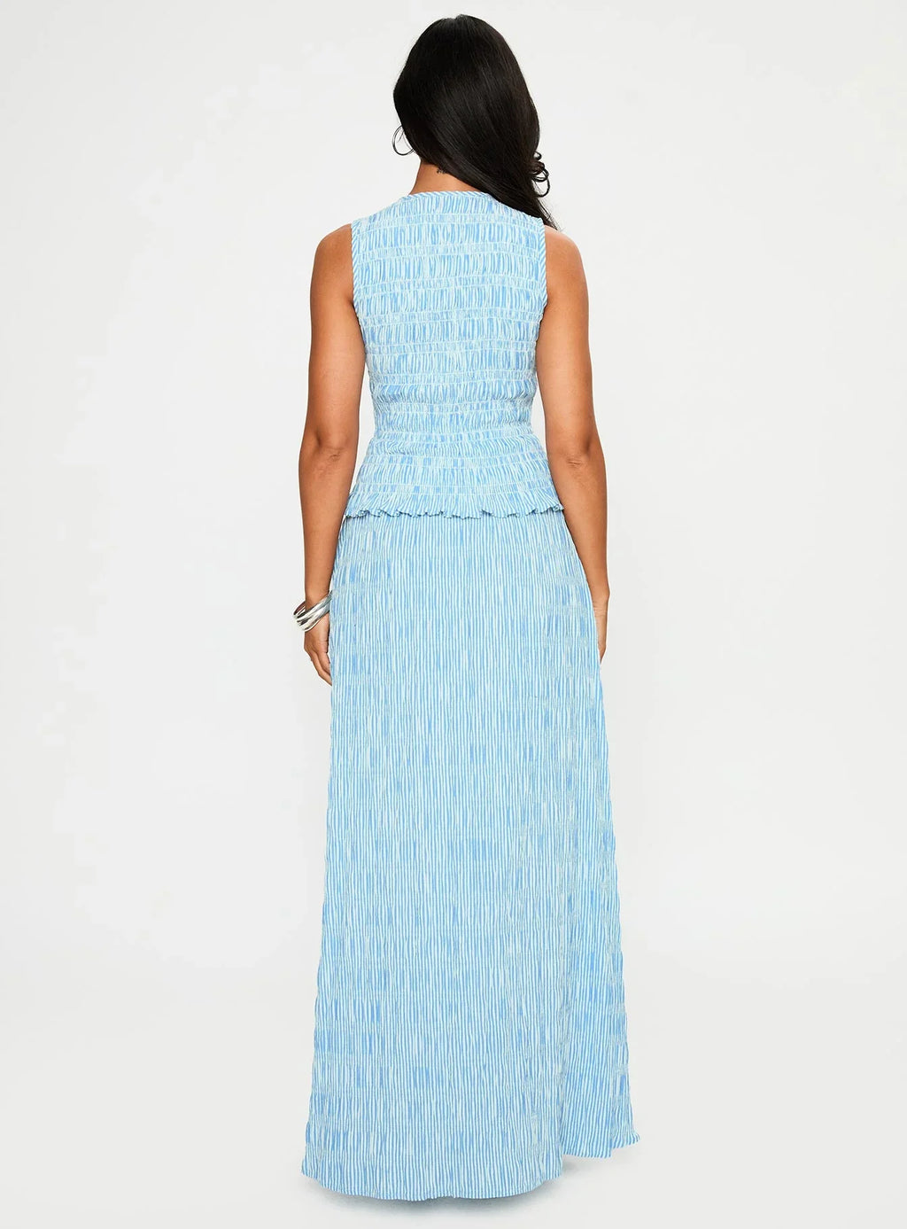 Songbird Shirred Maxi Dress Blue