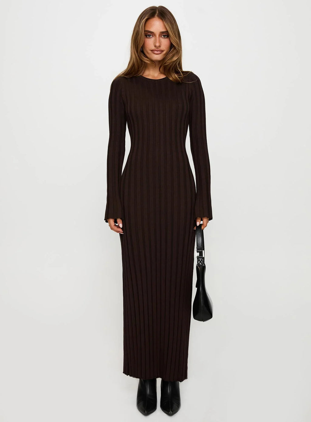 Vespa Long Sleeve Maxi Dress Brown