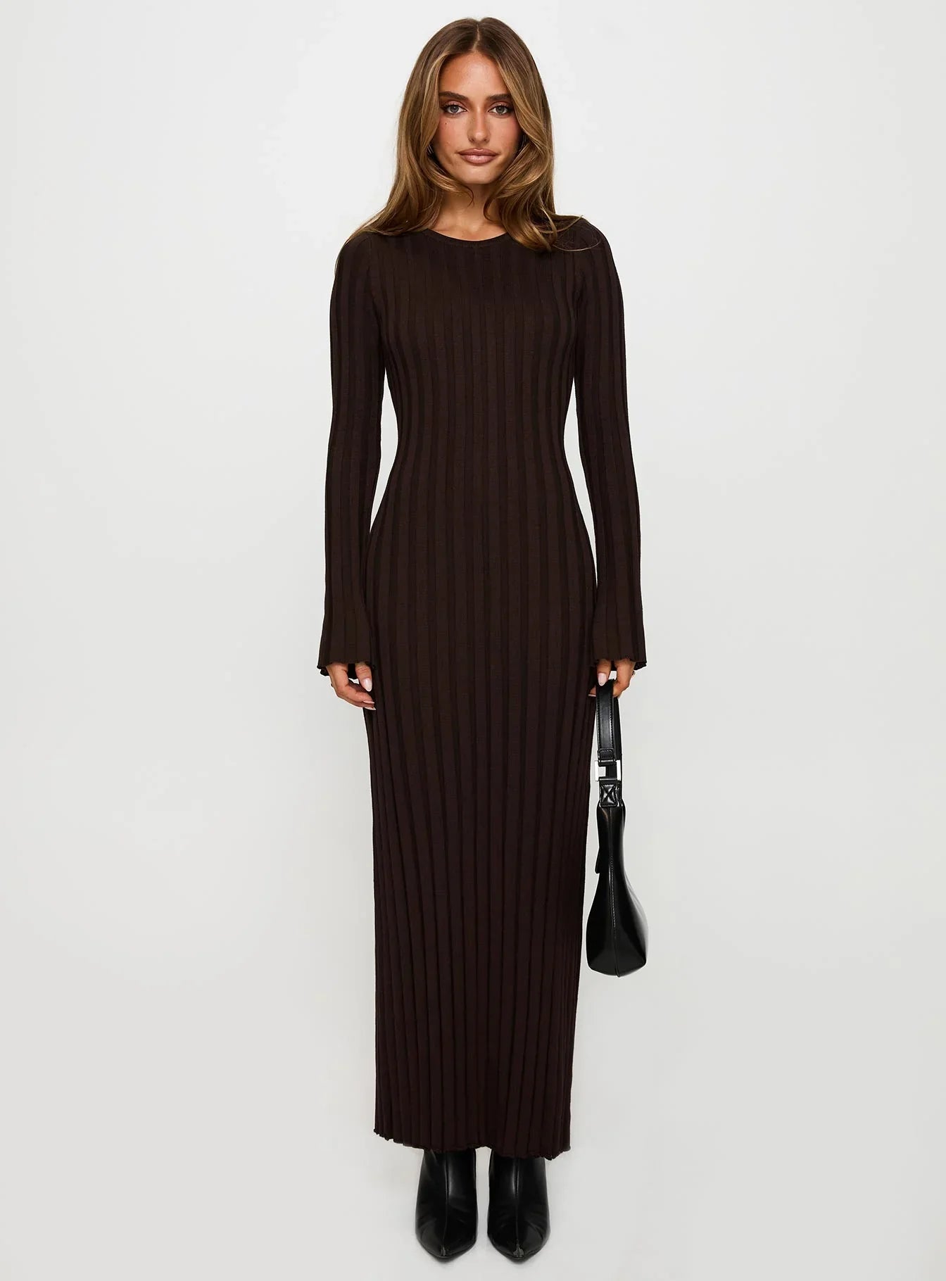 Vespa Long Sleeve Maxi Dress Brown