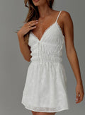 Stick Around Ruched Mini Dress White