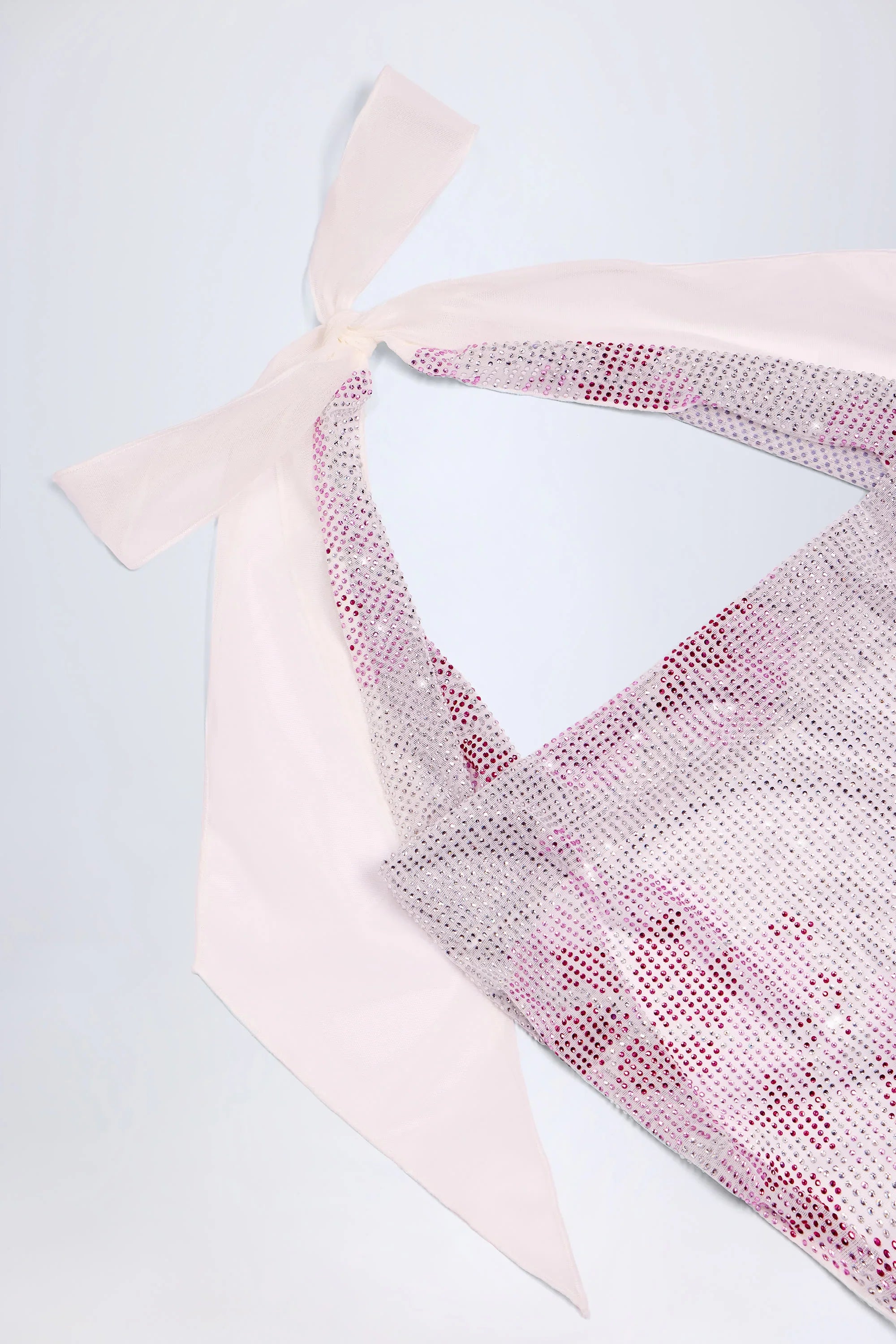 Embellished Cowl-Neck Maxi Dress in Pink White Hotfix