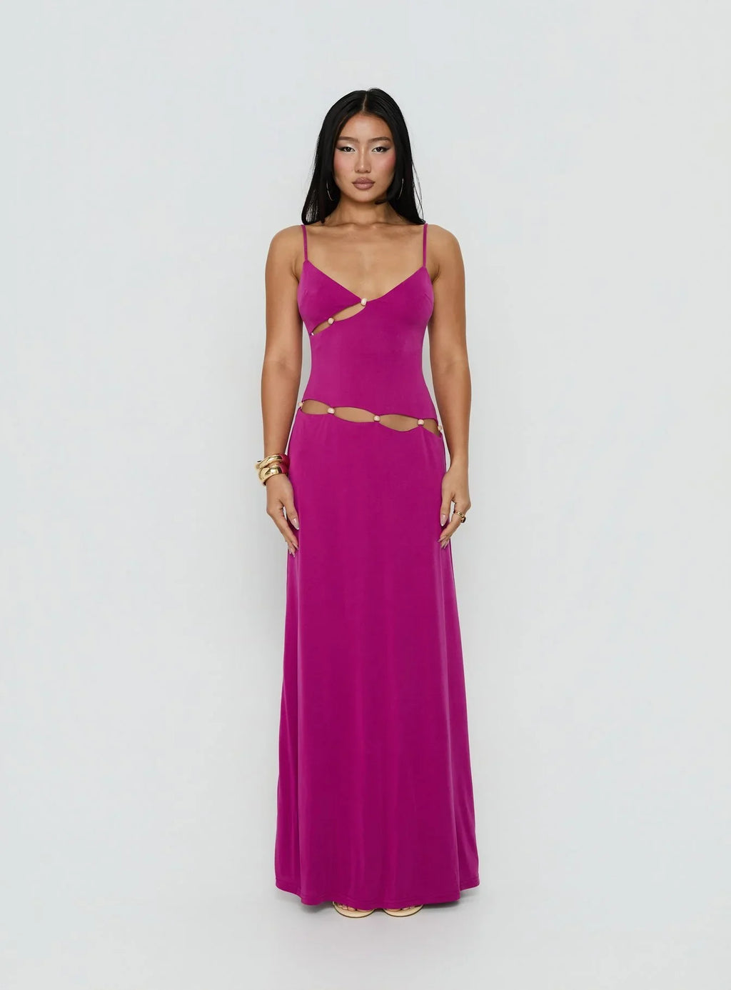 Allspice Beaded Maxi Dress Plum
