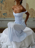 Angiola Corset Off Shoulder Maxi Dress Blue