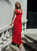 Karlotta Lace Bias Maxi Dress Red