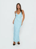 Adesta Frill Halter Maxi Dress Blue