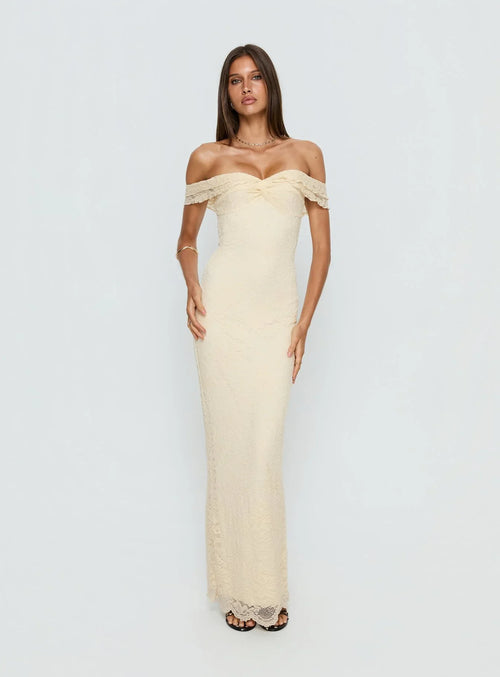 Anabeila Strapless Maxi Dress Lemon