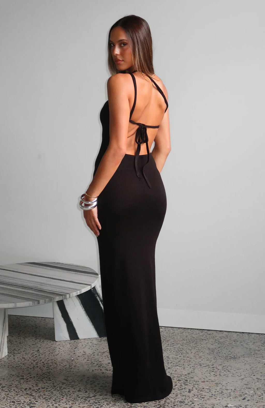 Forever On Vacation Knit Maxi Dress Black