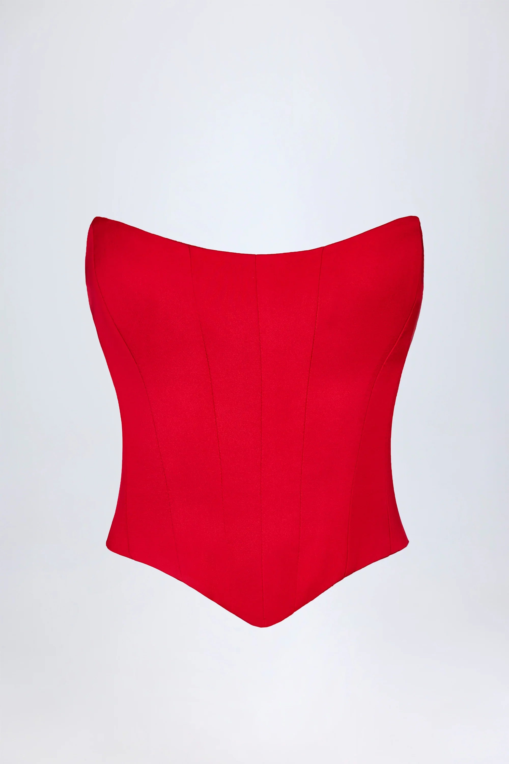Curved Lace-Up Corset Top in Fire Red