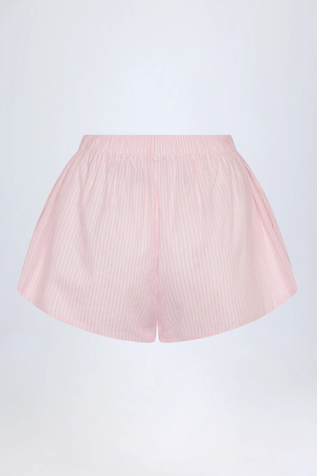 Tie-Front Cotton-Poplin Shorts in Pink White Stripe