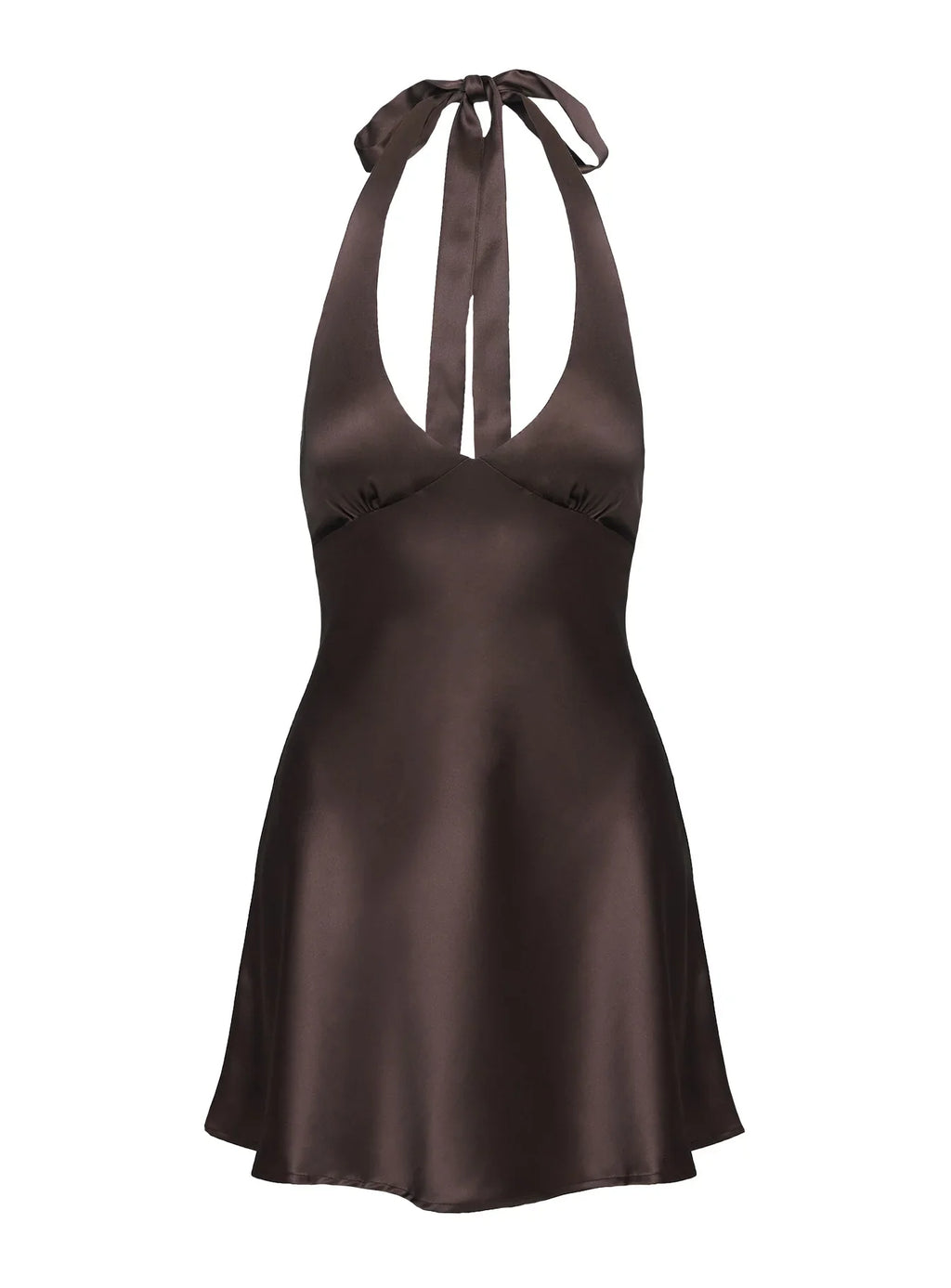 Pelagia Halter Scarf Tie Mini Dress Brown Tall