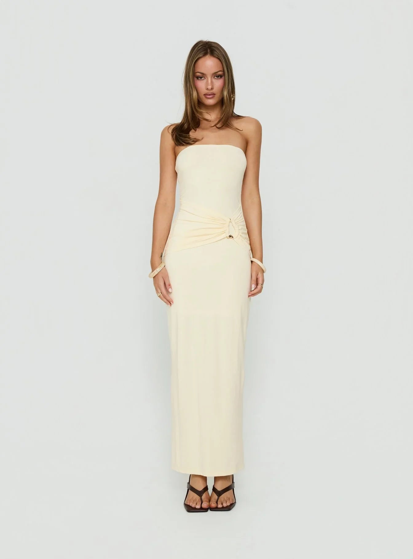 Signature Move Strapless Maxi Dress Butter Yellow