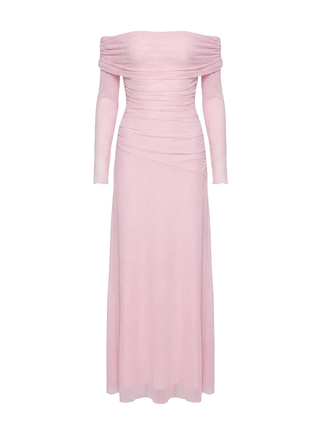 Emorissa Off Shoulder Long Sleeve Maxi Dress Soft Pink