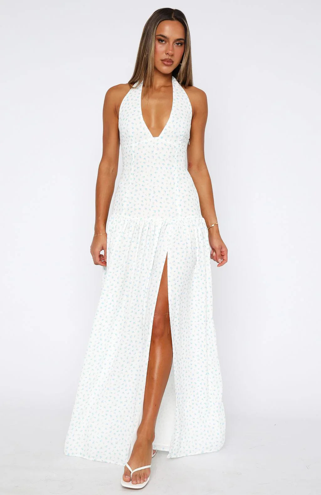 Sweet Temptation Halter Maxi Dress Bluebelle