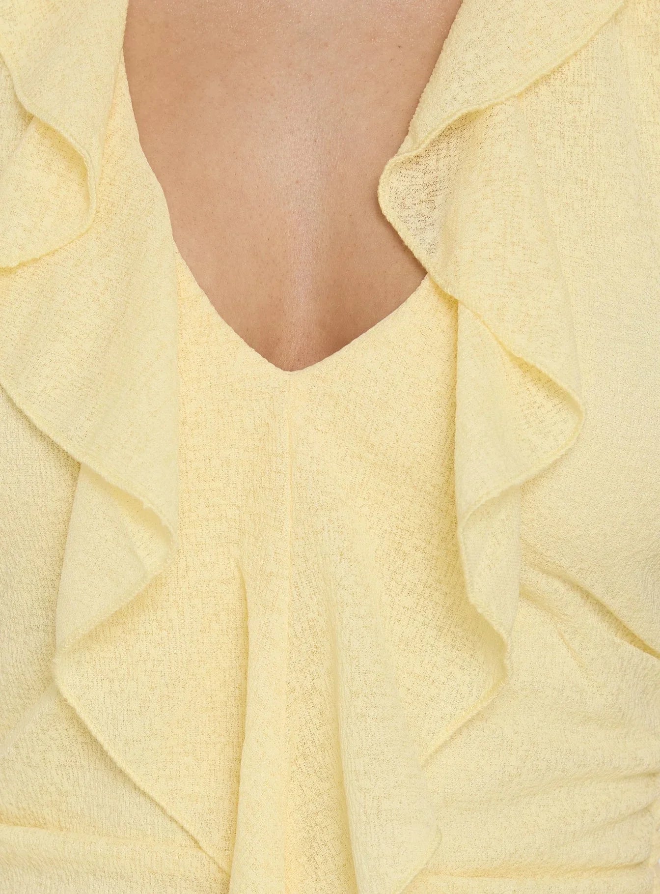 Leyda Plunge Frill Maxi Dress Yellow