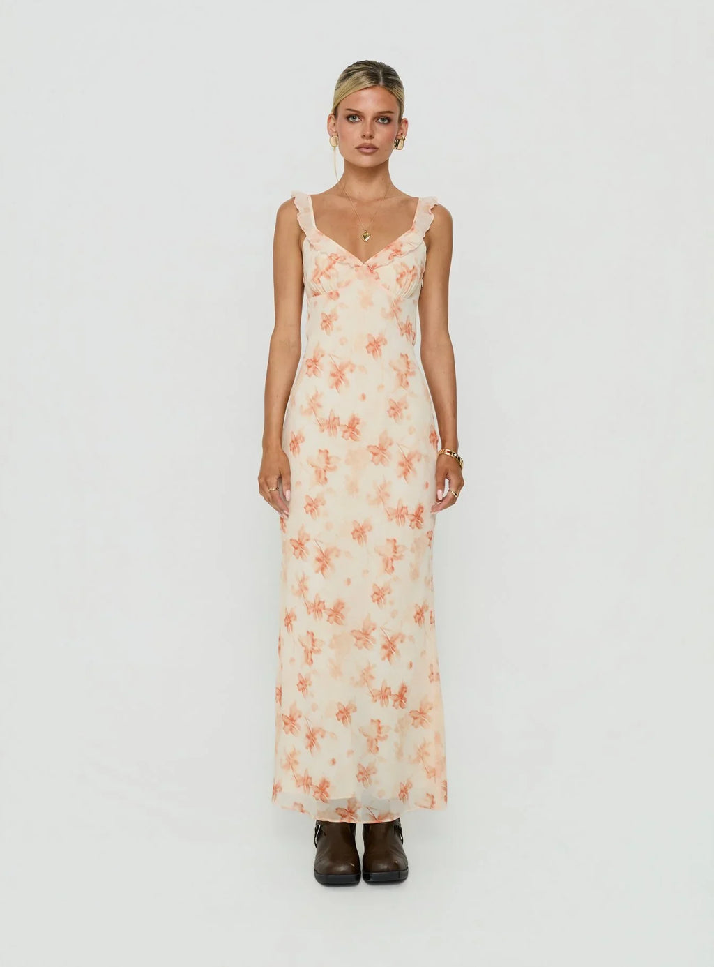 Aymi Frill Bust Detail Maxi Dress Multi Floral