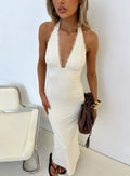 Almeria Lace Detail Halter Maxi Dress Butter