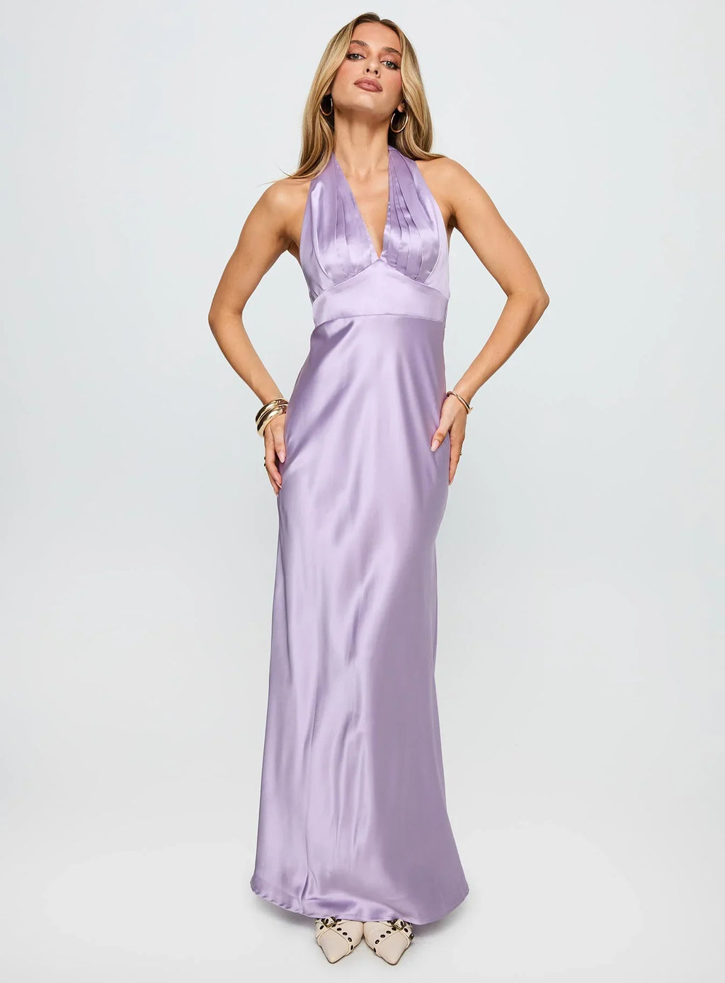 Big Screen Halter Maxi Dress Lilac