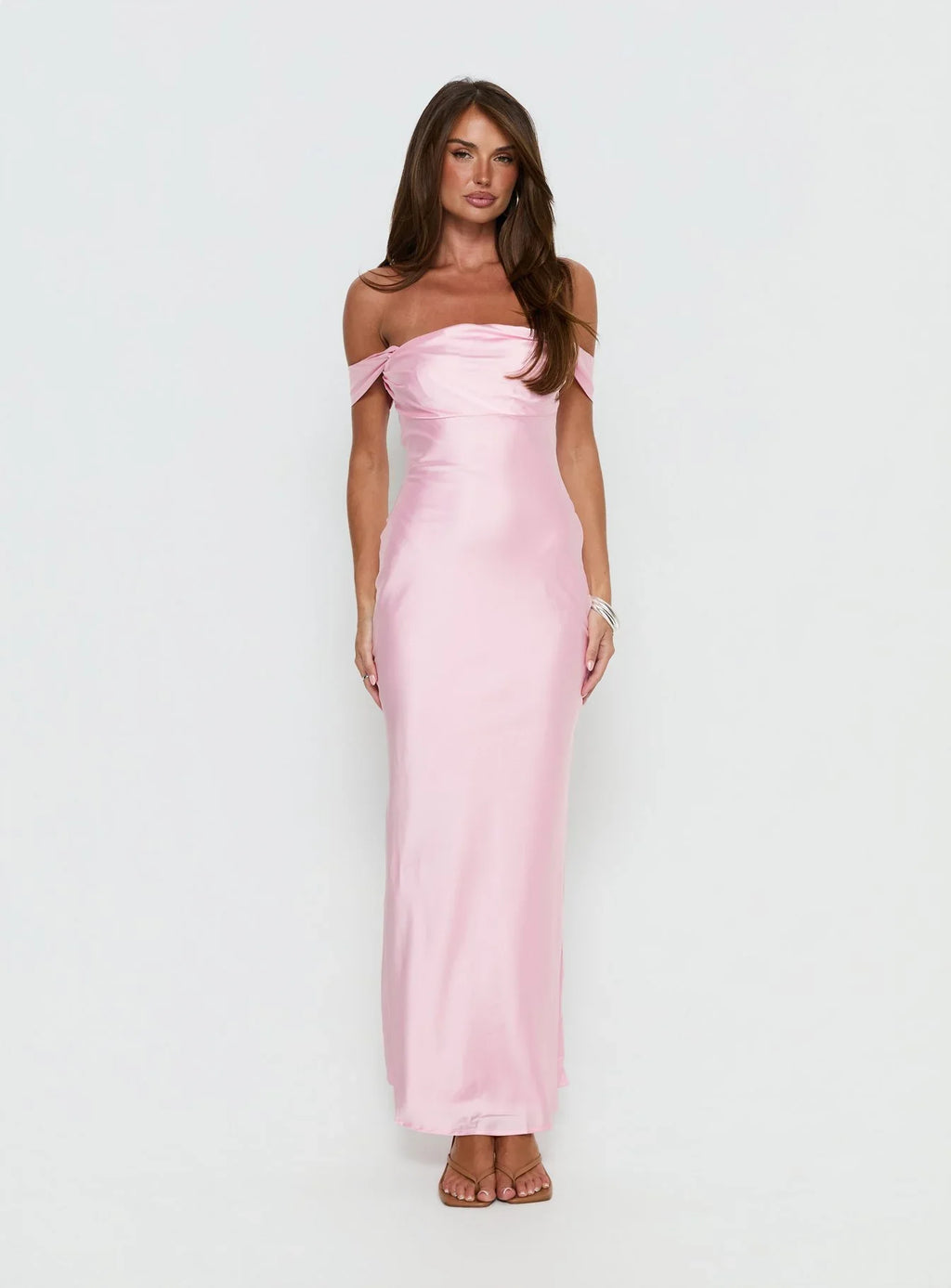 Azura Off The Shoulder Maxi Dress Pink