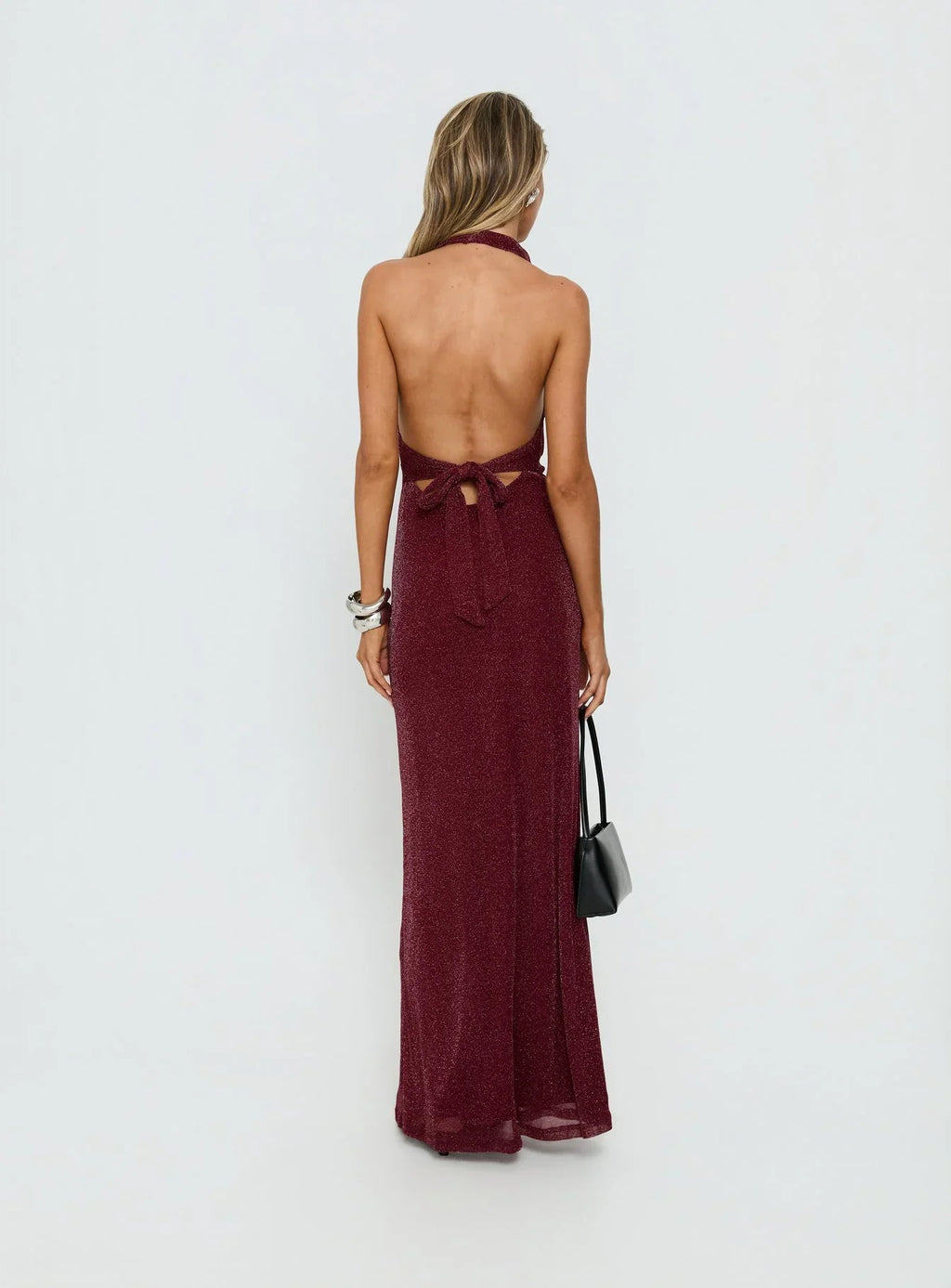 Wild Bunch Cowl Neck Backless Maxi Dress Burgundy