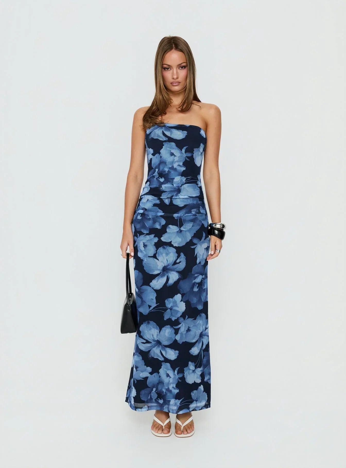 Lanora Strapless Maxi Dress Blue Floral