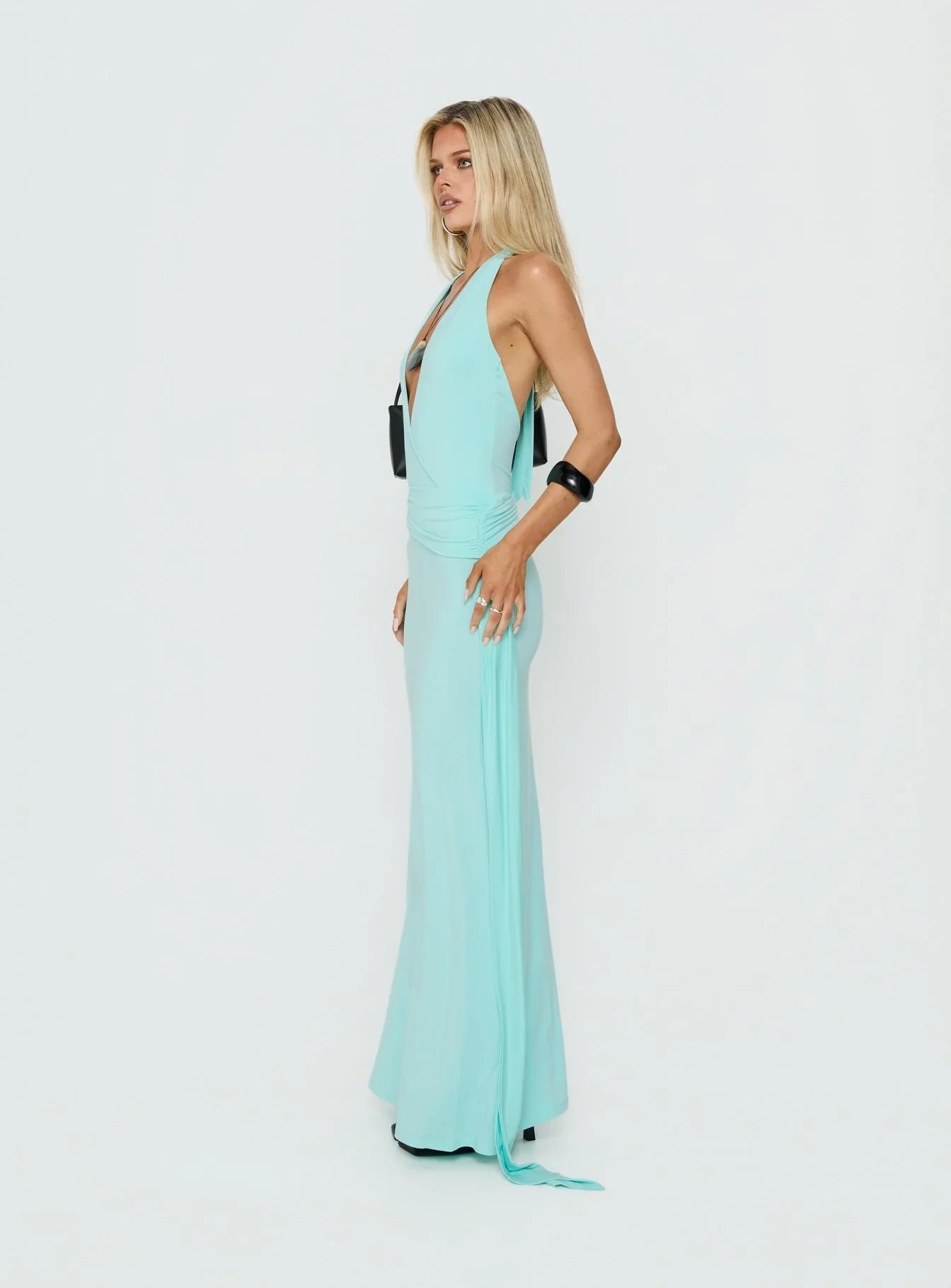 So Major Draped A-Line Maxi Dress Blue
