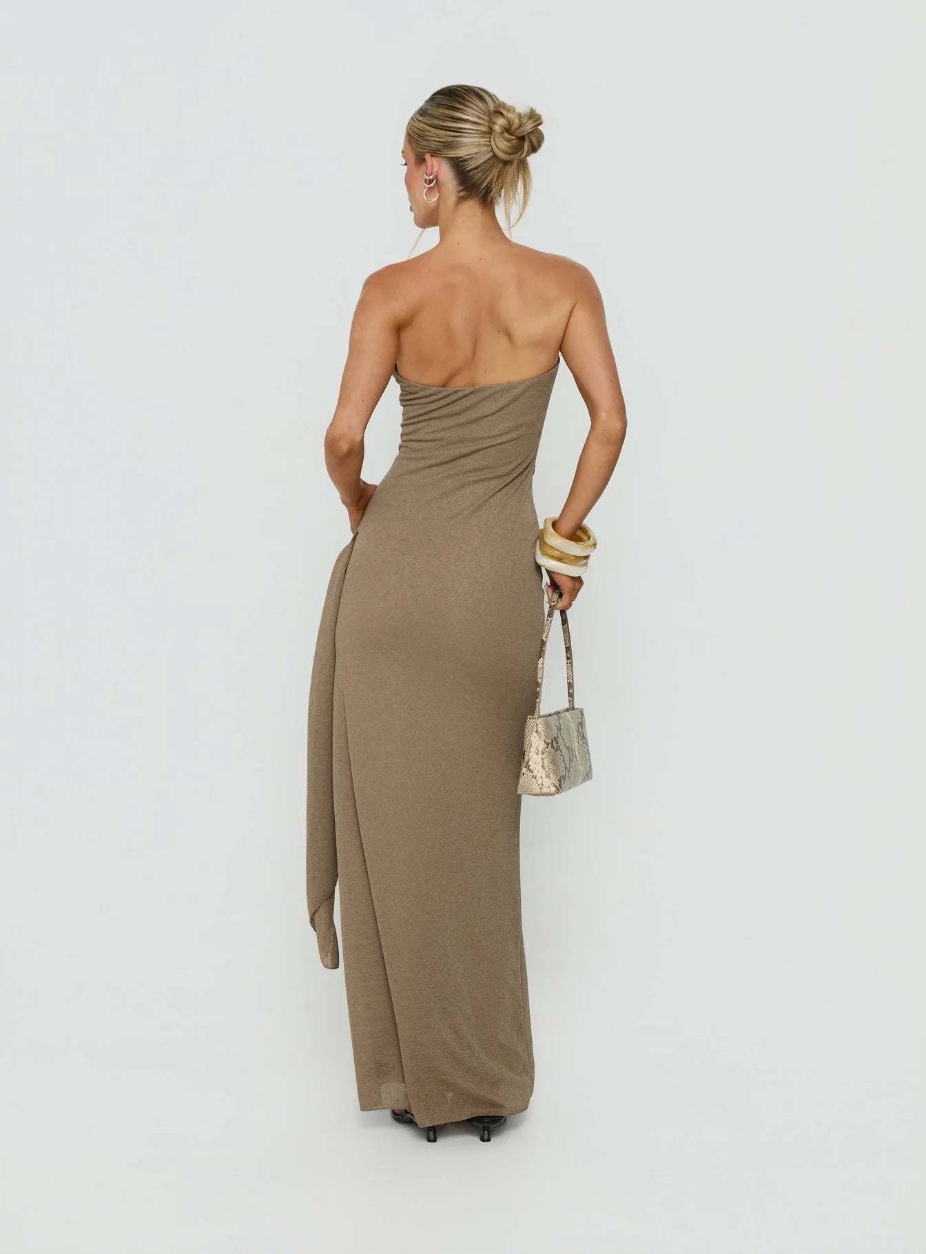 Analeah Strapless Maxi Dress Brown