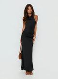 Arabel Halter Cowl Neck Maxi Dress Black